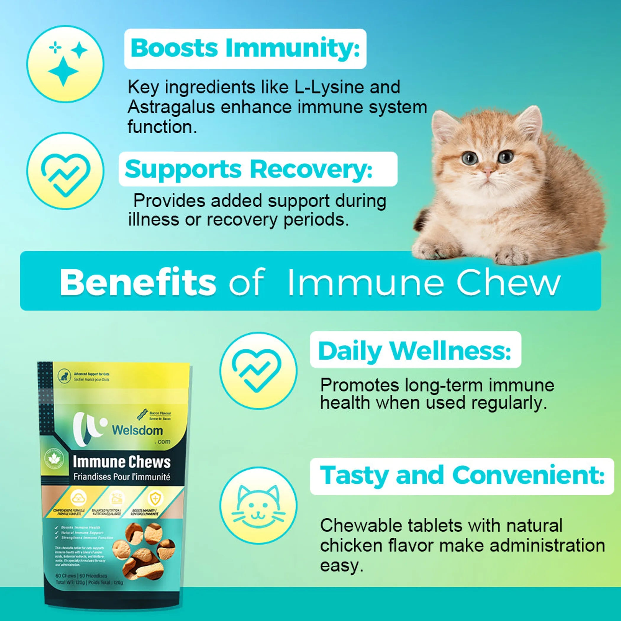 Cat Immune Support Soft Chews 60ct – Daily Immune Health Supplement for Cats