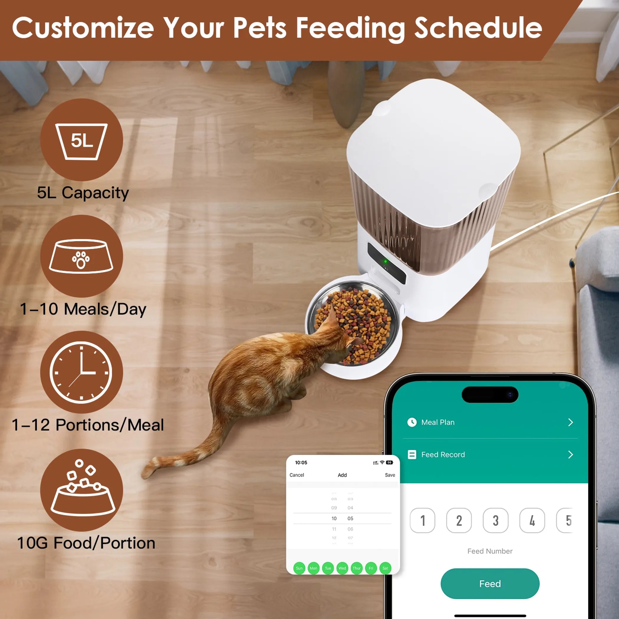 5L Automatic Pet Feeder Timed 2.4G WiFi Cat Feeder