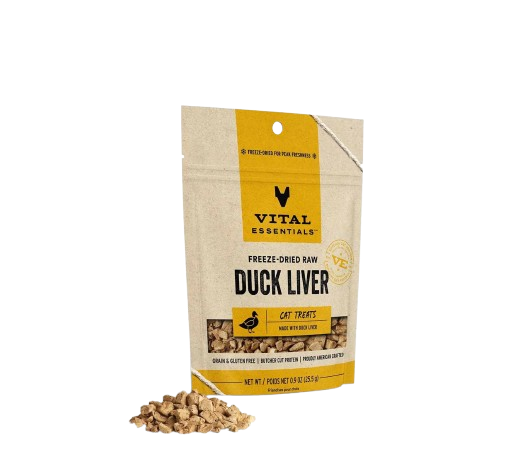 Vital Essentials® Freeze-Dried Duck Liver Cat Treats (1 oz) – Single-Ingredient, High-Protein Raw Cat Treats