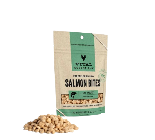 Vital Essentials® Freeze-Dried Salmon Bites Cat Treats (1 oz) – Single-Ingredient, High-Protein Raw Cat Treats