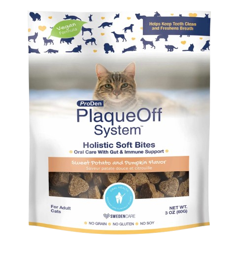 PlaqueOff Holistic Soft Bites for Cats – Dental Care Treats for Plaque & Tartar Support + Gut & Immune Support