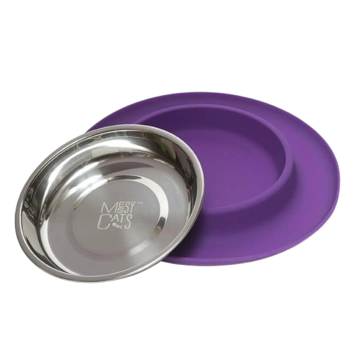 essy Cats Single Silicone Cat Bowl & Feeder Mat Set - Non-Slip, Spill-Proof Food & Water Station